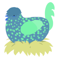 A brown and wine chicken with a speckle pattern