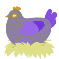 Ourple, a ash and blurple chicken with a lace pattern