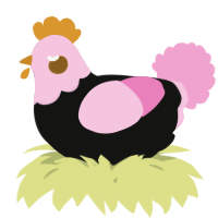 A black and pink chicken with a head pattern
