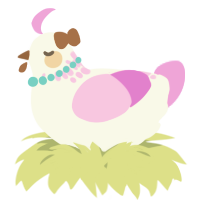 A white and lavender chicken with a neck-speckle pattern