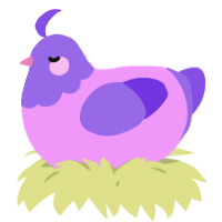A lavender and blurple chicken with a head pattern