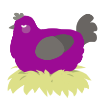 A plum and grey chicken