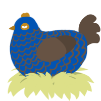 A ultramarine and bark chicken with a lace pattern