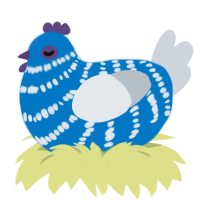 blue sailor, a sapphire and mist chicken with a bar pattern