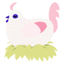 rose, a white and rose chicken with a lace pattern