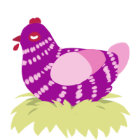 (unnamed), a plum and pink chicken with a bar pattern