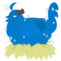 A sapphire chicken with a double-lace pattern