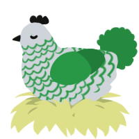 A mist and viridian chicken with a lace pattern