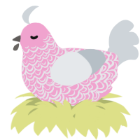 A pink and mist chicken with a double-lace pattern