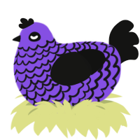 Azarath Metrion, a blurple and black chicken with a lace pattern