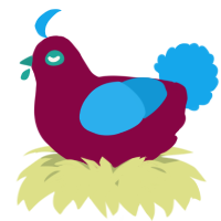 A maroon and sky chicken
