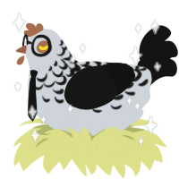 Remington, a mist and black chicken with a half-lace pattern