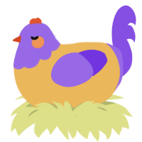 Irving, a honey and blurple chicken with a head pattern