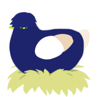 A navy and cream chicken
