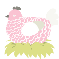 A rose and white chicken with a lace pattern