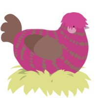 A amethyst and overcast chicken with a bar pattern