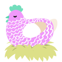 A lavender and cream chicken with a lace pattern