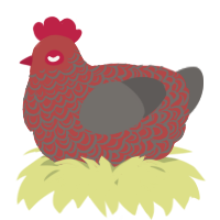 A red and grey chicken with a double-lace pattern
