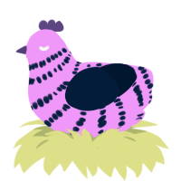 A lavender and tumblr chicken with a bar pattern