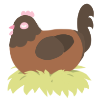 A brown and bark chicken with a head pattern