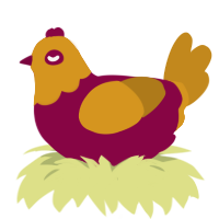 PBJ, a maroon and ochre chicken with a head pattern