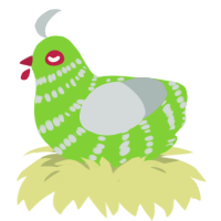 A grass and silver chicken with a bar pattern