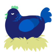 A navy and ultramarine chicken with a neck-band pattern