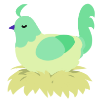 A apple and spring chicken with a head pattern