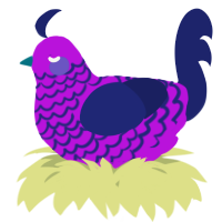 A amethyst and navy chicken with a lace pattern