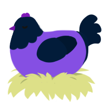 A blurple and tumblr chicken with a head pattern