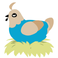 A cerulean and beige chicken with a head pattern