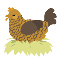 A gold and bark chicken with a lace pattern