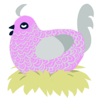 A lavender and silver chicken with a double-lace pattern