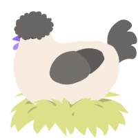 A cream and grey chicken