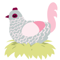 A silver and rose chicken with a lace pattern