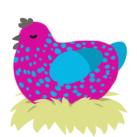 (unnamed), a fuchsia and cerulean chicken with a speckle pattern