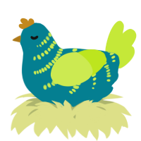 A sea and lime chicken with a half-bar pattern