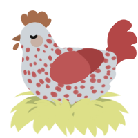 A mist and red chicken with a speckle pattern