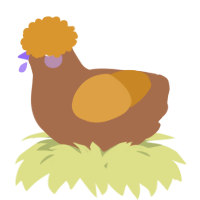 A brown and orange chicken