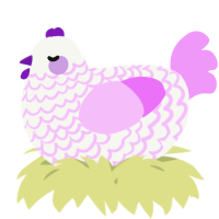 A white and lavender chicken with a lace pattern