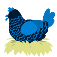 A tumblr and sapphire chicken with a lace pattern