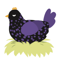 A sable and overcast chicken with a speckle pattern