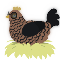 A brown and sable chicken with a lace pattern