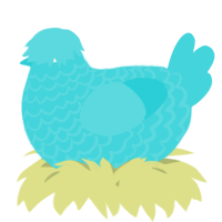 A aqua chicken with a lace pattern