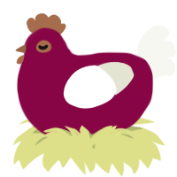A maroon and white chicken