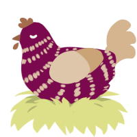 A wine and beige chicken with a bar pattern