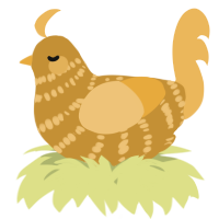 A gold and honey chicken with a bar pattern