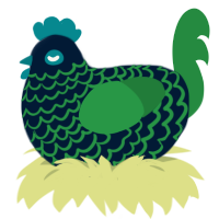 A tumblr and viridian chicken with a lace pattern
