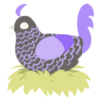 A grey and lilac chicken with a lace pattern