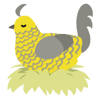 Hazard Suit, a yellow and ash chicken with a lace pattern